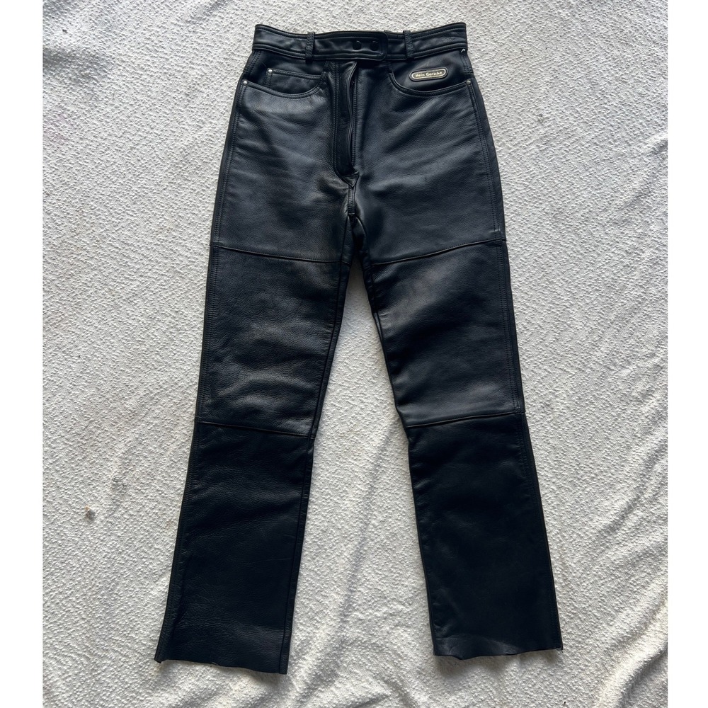 Hein Gericke Vintage Black Genuine Leather Motorcycle Pants Size 14